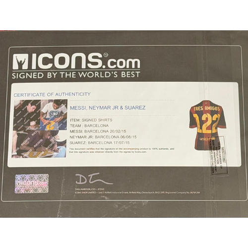 חולצת ברצלונה חתומה - מסי, ניימאר, לואיס סוארס